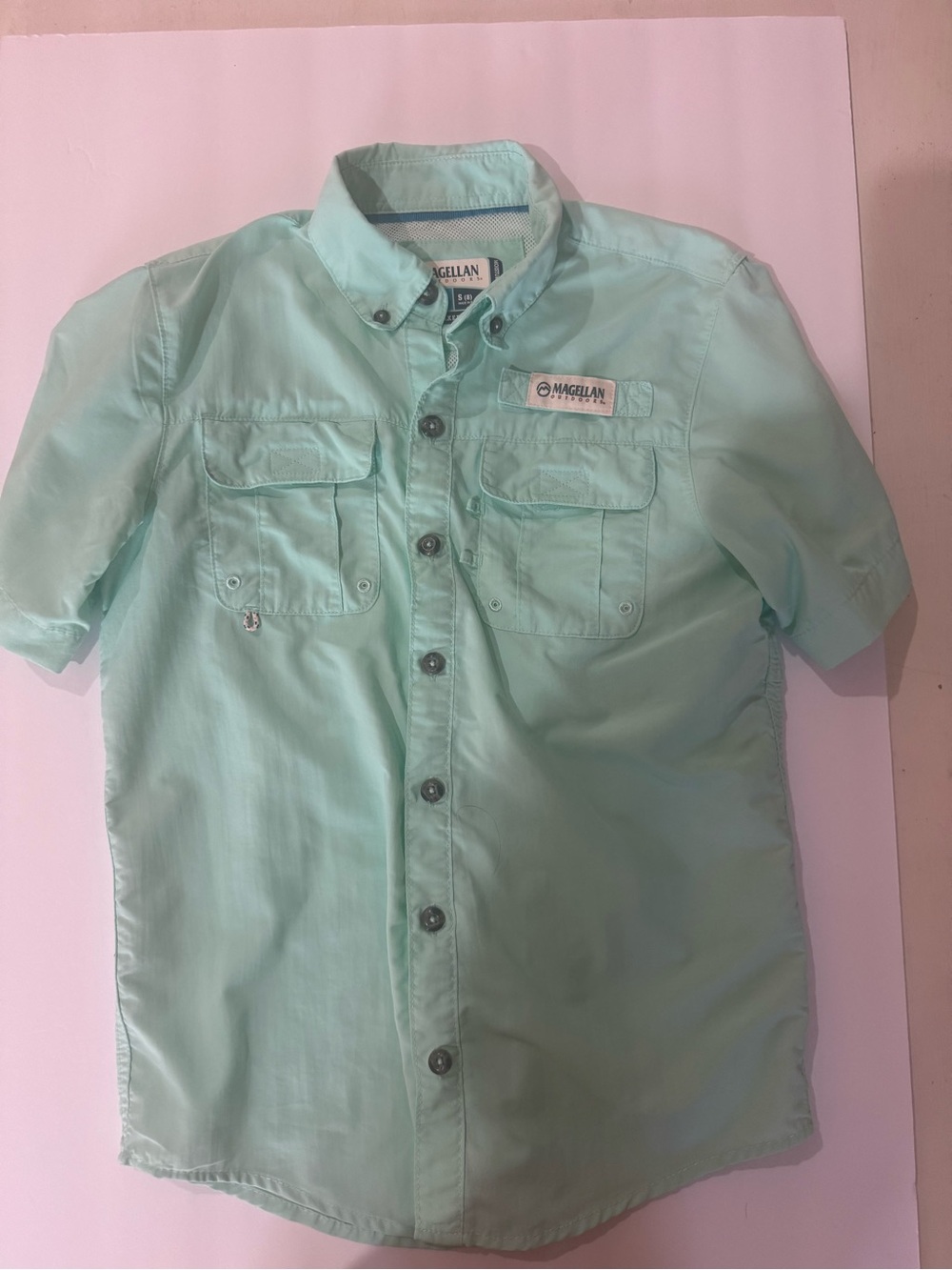 Magellan Outdoors boys short Sleeve Fishing Shirt - Mint Green
